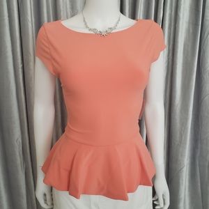 Alice + Olivia Ella Peplum Top in Papaya